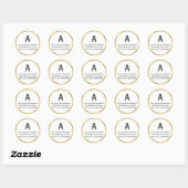 Sticker Rond Adresse de retour Monogramme White et Faux Gold (Feuille)