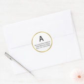 Sticker Rond Adresse de retour Monogramme White et Faux Gold (Enveloppe)
