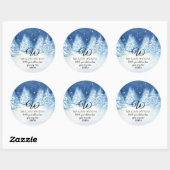 Sticker Rond Adresse de retour monogrammée Forêt hivernale enne (Feuille)