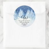 Sticker Rond Adresse de retour monogrammée Forêt hivernale enne (Sac)