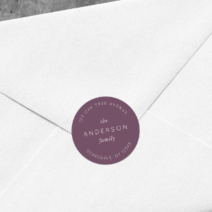 Sticker Rond Adresse de retour nom de famille violet foncé Mode