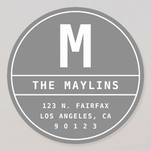 Sticker Rond Adresse de retour personnalisable avec monogramme 