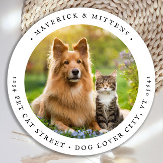 Sticker Rond Adresse de retour Personnalisé Photo Animaux de co