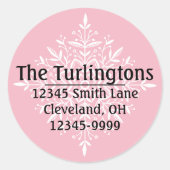 Sticker Rond Adresse de retour personnalisée du flocon de neige (Devant)