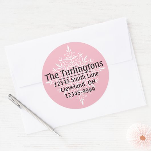 Sticker Rond Adresse de retour personnalisée du flocon de neige (Enveloppe)