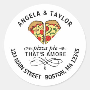 Sticker Rond Adresse de retour Pizza Love Couple Personnalités