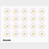 Sticker Rond Adresse de retour Positano Lemon rose et blanc  (Feuille)