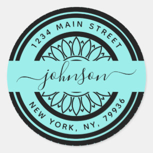 Sticker Rond Adresse de retour ronde élégante, créez la vôtre
