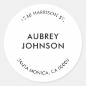 Sticker Rond Adresse de retour simple et moderne (Devant)