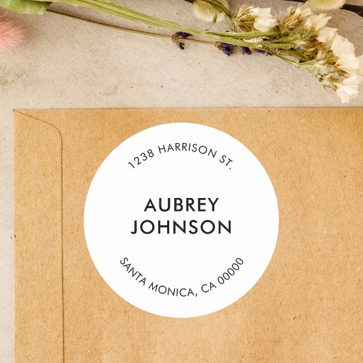 Sticker Rond Adresse de retour simple et moderne