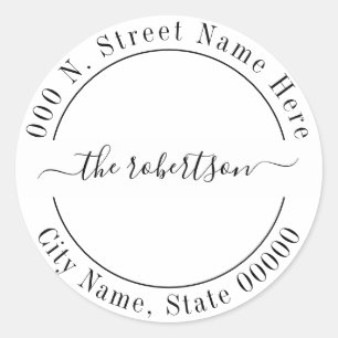 Sticker Rond Adresse de retour simple et moderne minimaliste