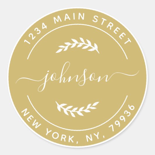 Sticker Rond Adresse de retour simple Gold (Devant)