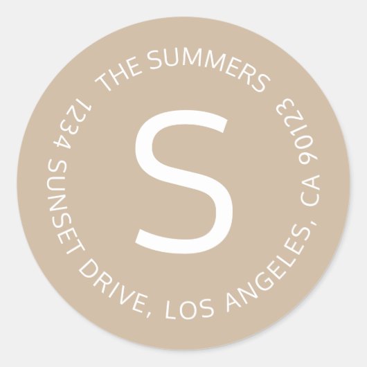 Sticker Rond Adresse de retour simple ou message texte circulai (Devant)