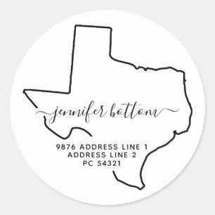 Sticker Rond Adresse de Retour Texas Nouvelle Maison