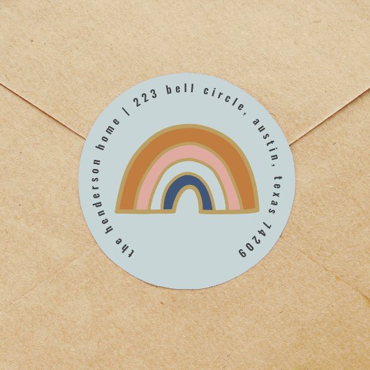 Sticker Rond Adresse de retour vintage Rainbow