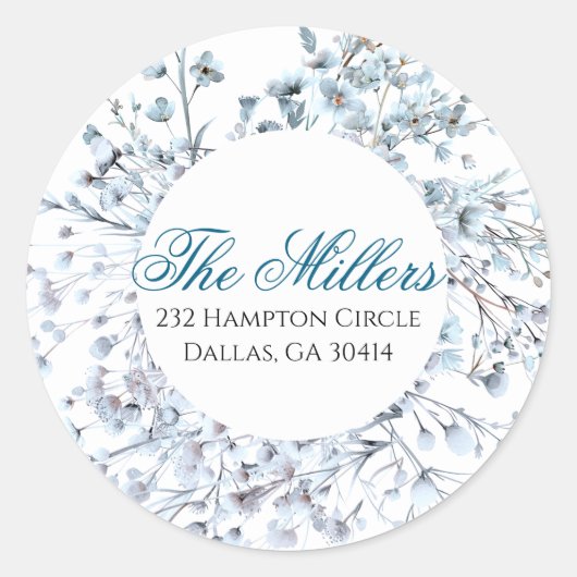Sticker Rond Adresse de retour Wildflower Blue (Devant)