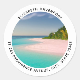 Sticker Rond Adresse de scène de plage tropicale Océan aigue-ma