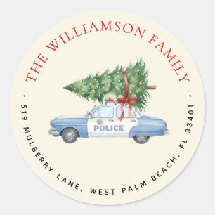 Sticker Rond Adresse de voiture de Noël d'agent de police moder