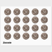 Sticker Rond Adresse initiale de retour du grain Brown monogram (Feuille)