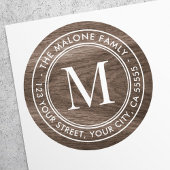 Sticker Rond Adresse initiale de retour du grain Brown monogram