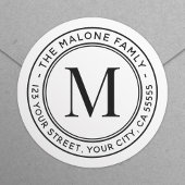 Sticker Rond Adresse initiale minimale de retour blanc