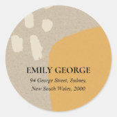 STICKER ROND ADRESSE KRAFT ORANGE ABSTRAITE MODERNE (Devant)