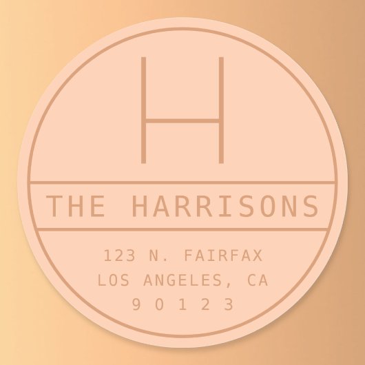 Sticker Rond Adresse moderne & monogramme | Pêche