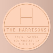 Sticker Rond Adresse moderne & monogramme | Pêche