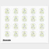 Sticker Rond Adresse monogramme Couronne royale blanche verte R (Feuille)