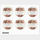 Sticker Rond Adresse Monogramme Feuilles d'Automne Floral BOHO (Feuille)