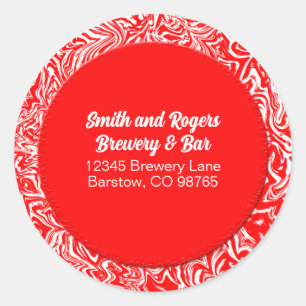 Sticker Rond Adresse professionnelle rouge et blanche