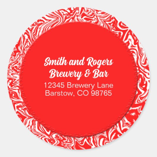 Sticker Rond Adresse professionnelle rouge et blanche (Devant)