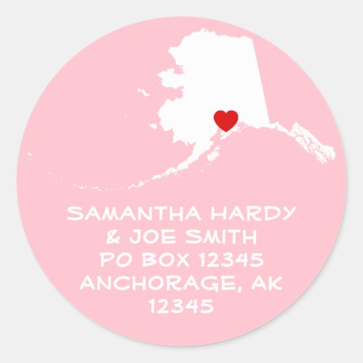 Sticker Rond Adresse Red Heart Alaska (Devant)