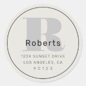Sticker Rond Adresse rétro-moderne gras Noir Gris & Blanc cassé (Devant)