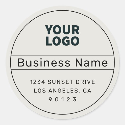 Sticker Rond Adresse rétro-moderne unique noir & blanc cassé (Devant)
