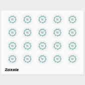 Sticker Rond Adresse Sceau de l'enveloppe Mariage de monogramme (Feuille)