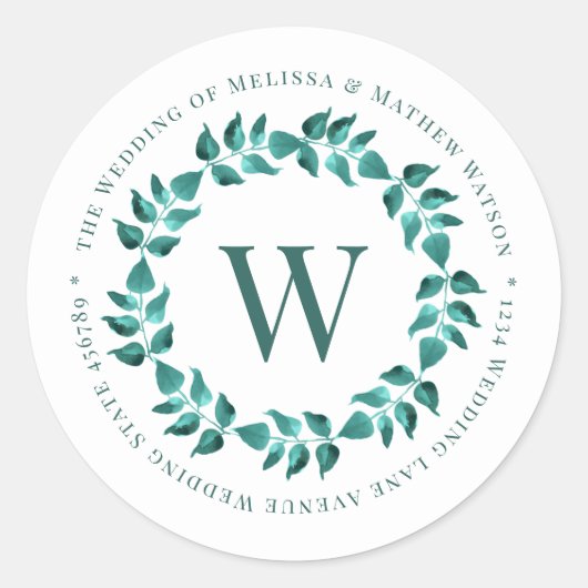 Sticker Rond Adresse Sceau de l'enveloppe Mariage de monogramme (Devant)