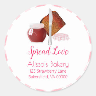 Sticker Rond Adresse Toast et Confiture Répandre l'Amour
