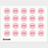 Sticker Rond Adresse XOXO rouge rose Saint-Valentin (Feuille)