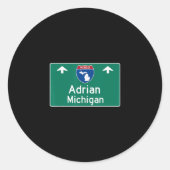 Sticker Rond Adrian Michigan Mi Interstate Highway Vacation Sou (Devant)