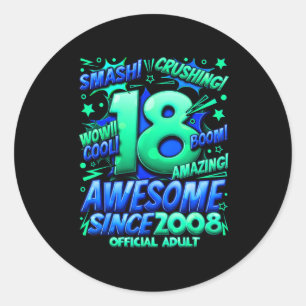 Sticker Rond Adulte 18 ans pour garçons 18e anniversaire garçon