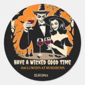 Sticker Rond Adulte Halloween mauvais temps fêter la vaisselle (Devant)