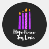 Sticker Rond Advent Evergreen Wreath Candles Hope Peace Joy Lov (Devant)