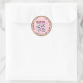 Sticker Rond Adventure Attend le Baby shower de fleurs violette (Sac)