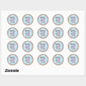 Sticker Rond Adventure Attend le Baby shower de fleurs violette (Feuille)