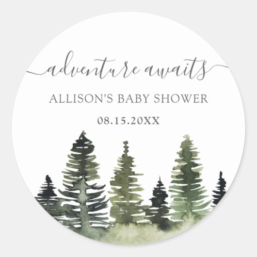 Sticker Rond Adventure Attend le Baby shower des bois (Devant)