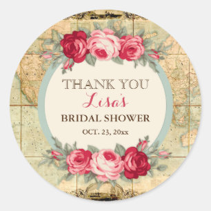 Sticker Rond Adventure Attend les Roses Vintages de la carte du