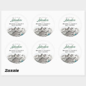 Sticker Rond Adventure Await Couples Baby shower Mountains (Feuille)