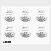 Sticker Rond Adventure Await Forest Baby shower Mountains (Feuille)