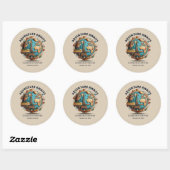 Sticker Rond Adventure Await Modern Globe Baby shower (Feuille)